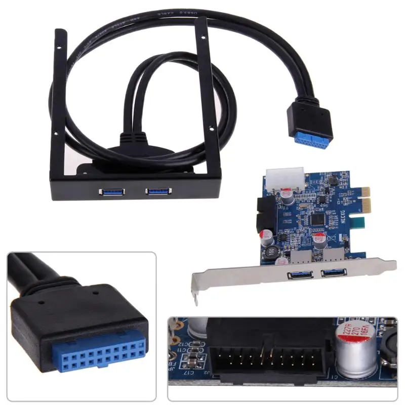 

2 Port USB 3.0 PCI Express Card+3.5 Motherboard Floppy Disk Bay Front Panel