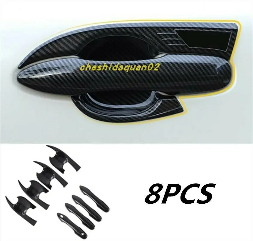 

Fit For Toyota Camry 2018-2019 Carbon fiber black Outer Door Handle Bowl Cup Overlay Trim 8pcs