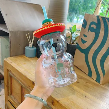 

New Style Tree Lazy Latin American Style Bear Milk Glass Straw Cup