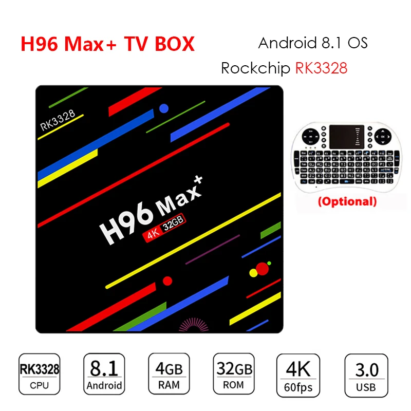 H96 MAX Plus Android 8.1 smart TV Box Set Top Box RK3328 4GRAM 32G/ 64G ROM Wifi 4 k H.265 3 gb 32 gb Mediaspeler pk h96 pro