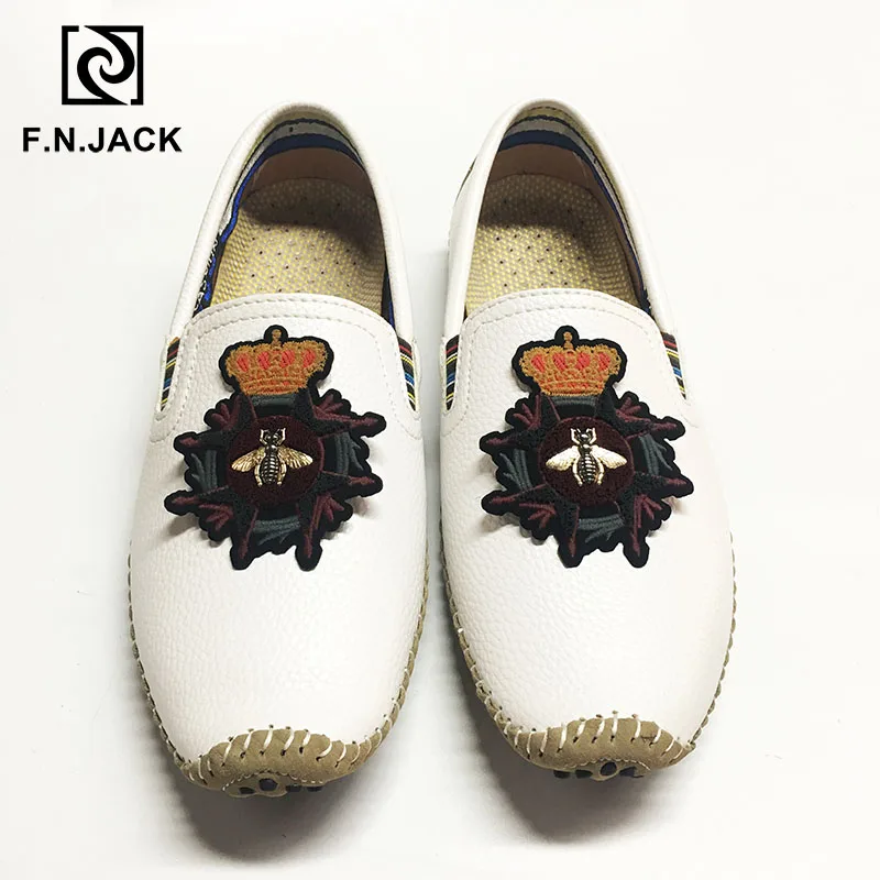 F. N. JACK/мужские лоферы, белая Повседневная резиновая мужская обувь, модная кожаная обувь для вождения и пешего туризма, большие размеры 46, 47, 48