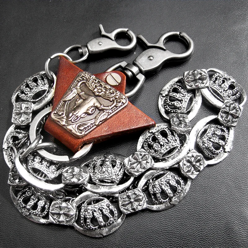 Мужские ювелирные изделия с тяжелой талией Байкер Череп цепочка для ключей