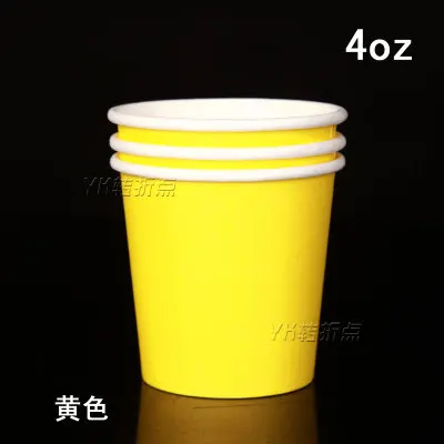 Цвет: желтый 4oz Одноразовые чашки толстый, концентрированный цвет вкус чашки бумажный стаканчик для кофе 100 бумажный стаканчик ML - Цвет: Цвет: желтый