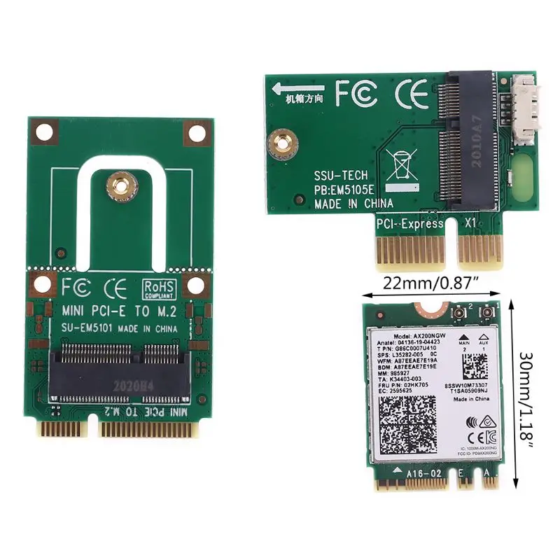

AX200 Wireless Card with Kits NVME Mini Pcie PCIE Adapter 2974Mbps Bluetooth 5.0 R2JB