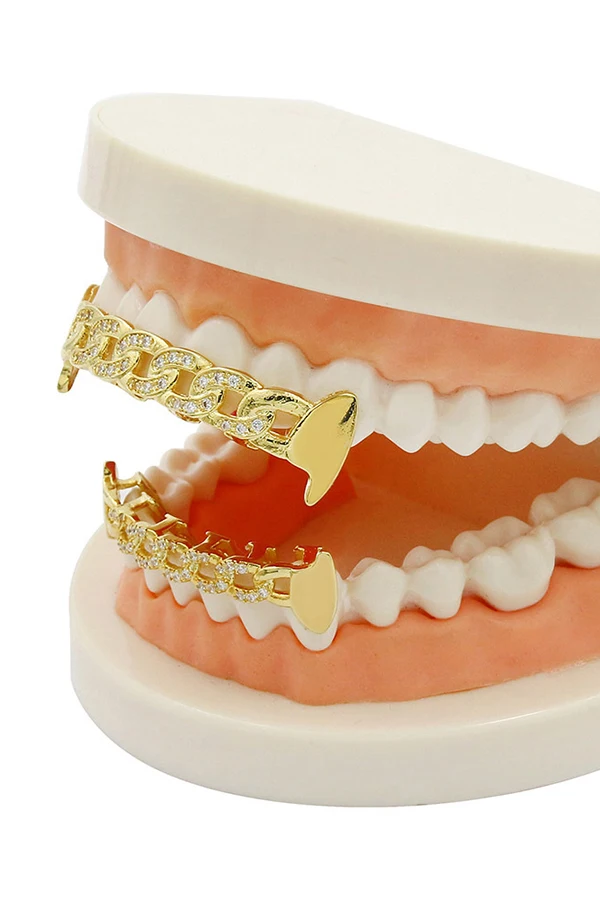 1548315347387 copper gold plated hollowed zircon chain fang grillz