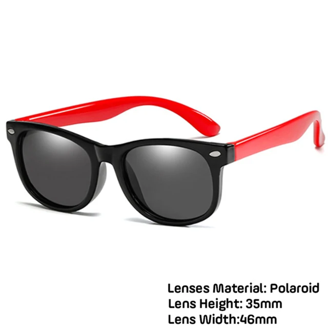 LongKeeper Kids Polarized Sunglasses TR90 Boys Girls Sun Glasses Silicone Safety Glasses Gift For Children Baby UV400 Eyewear black red