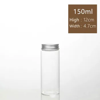 

24PCS 47*120mm 150ml Clear Glass Bottles Vials Jars with Gold/Silver Cap DIY Wedding Home Decor Storage Jars kitchen Bottles