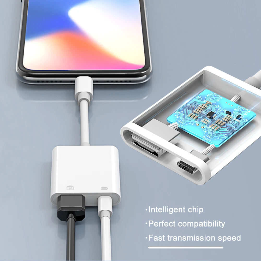 Цифровой OTG адаптер для Lightning/USB 3 камера ридер комплекты подключения с зарядным портом синхронизации данных для iPhone X/XS/8 P/7/7 P