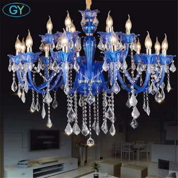 

European Chandelier Blue Color Crystal Light Living Room Bedroom Light Clothing Shop Cafe KTV Lustres Chandelier fixture