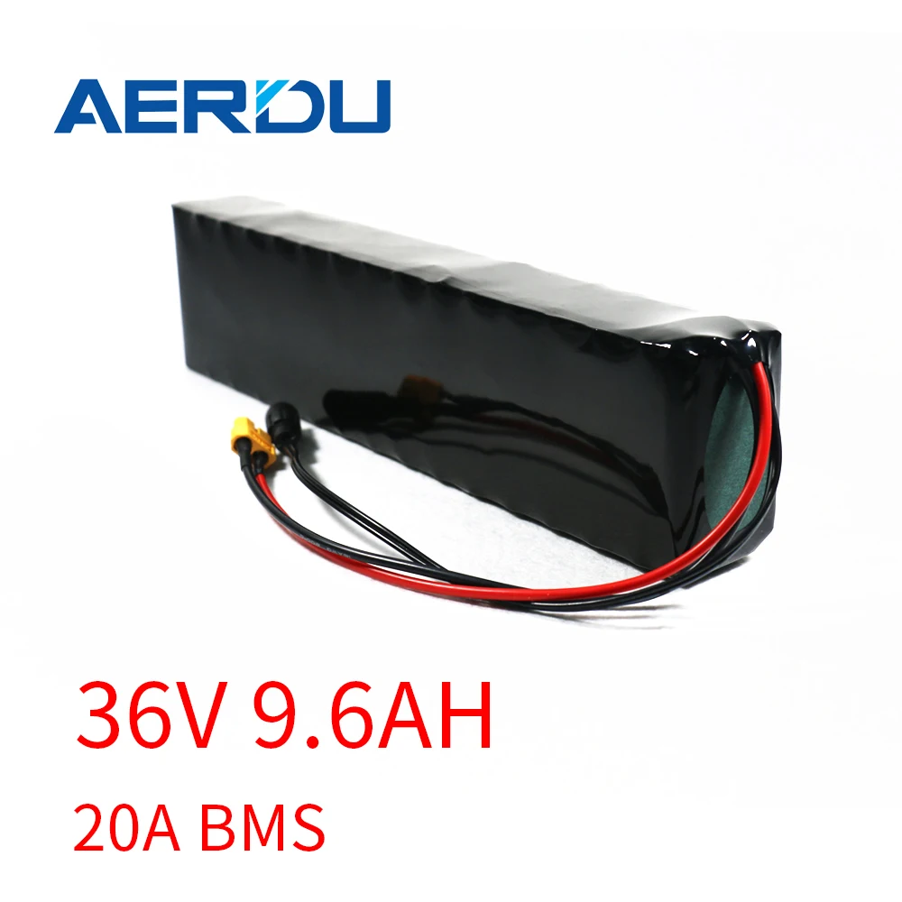 AERDU 36V 9.6Ah 10Ah 600watt  M365 pro lithium battery pack built in 20A BMSebike bicycle scooter inside 3200mah Cell 350W 500W