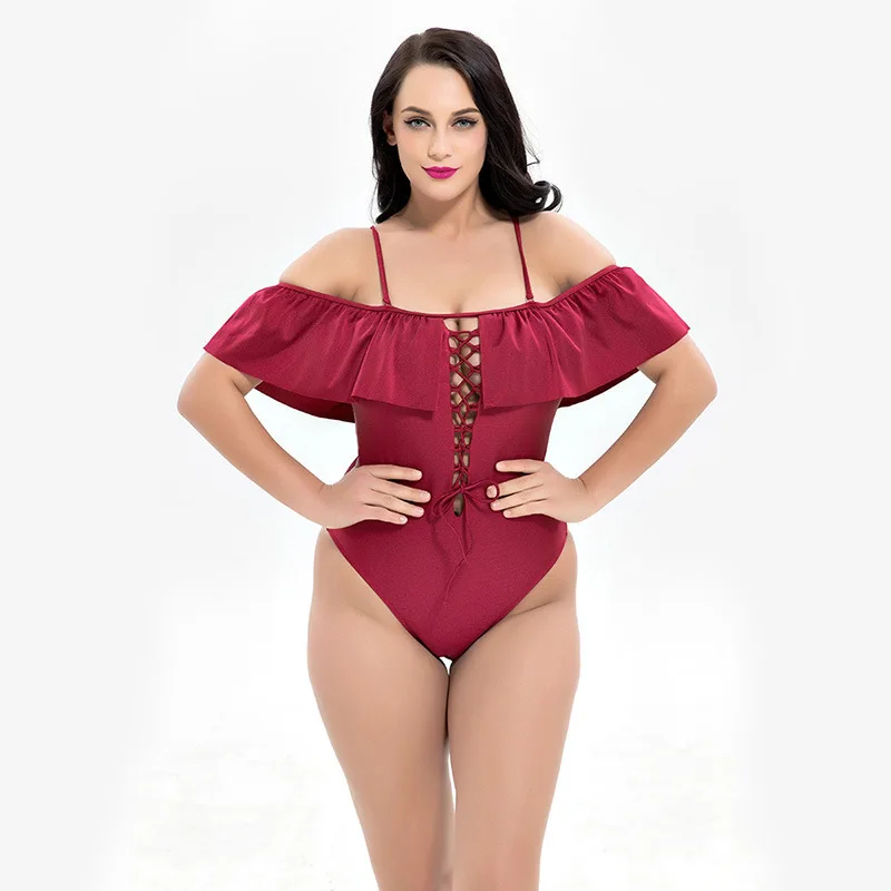 

Solid Plus Size Swim Suit Triathlon Bodysuit Sexy Push up Monokini Bathing Suits One-Piece Suits