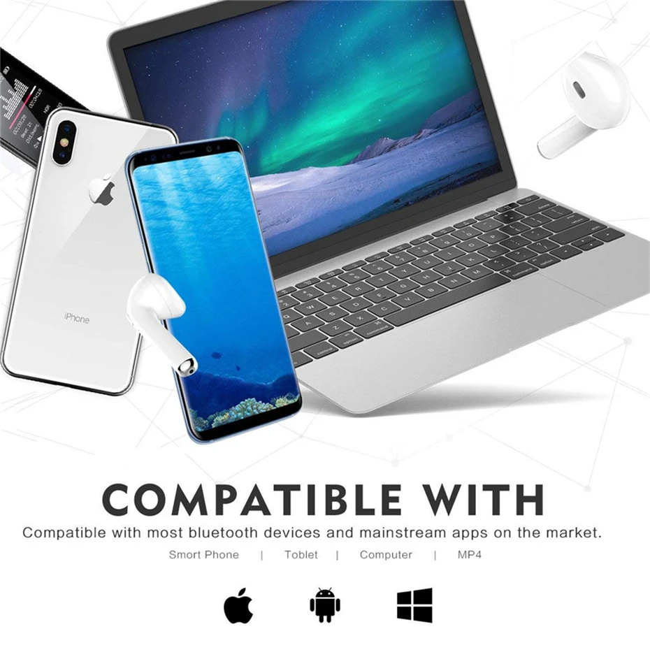 Bluetooth 5,0 наушники i7s TWS стерео наушники портативные с зарядной коробкой беспроводные наушники микрофон для смартфонов