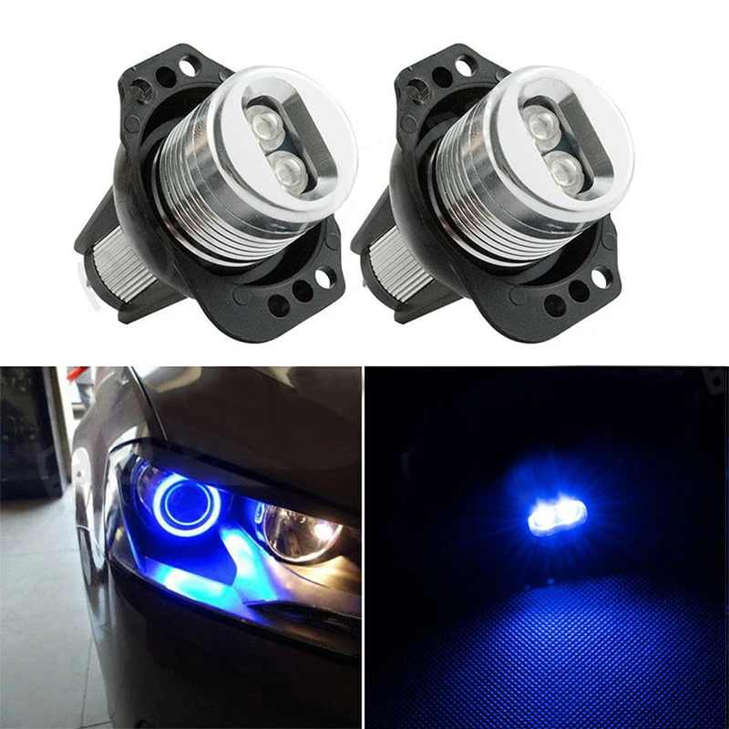 

1 Pair Blue Car 12V Angel Eye LED Headlight 20W Side Marker Halo Ring Bulb For BMW E90 E91 1200LM Decoding Line