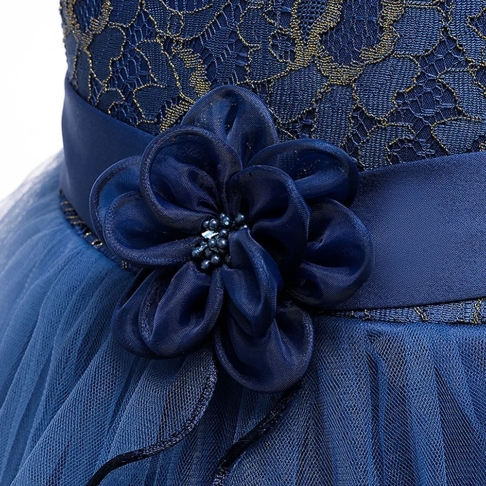 Детские платья для свадебной вечеринки; детское кружевное платье-пачка с цветочным поясом для девочек; Одежда для маленьких девочек; Сетчатое платье принцессы с бриллиантами для детей