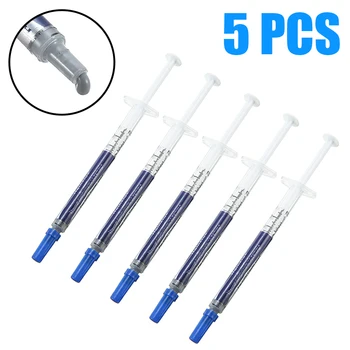 

Pohiks 5pcs Grey Heatsink Thermal Compound Silicone Fluid Computer Paste Grease Syringe For PC CPU Processor