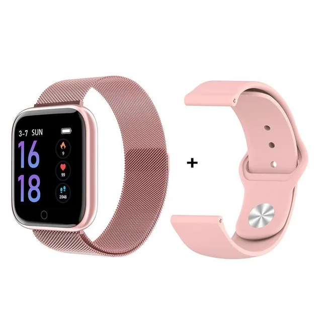pink add silica T80 Смарт-часы для мужчин водонепроницаемый браслет Bluetooth фитнес-трекер монитор сердечного ритма Smartwatch женские наручные часы - Цвет: pink add silica