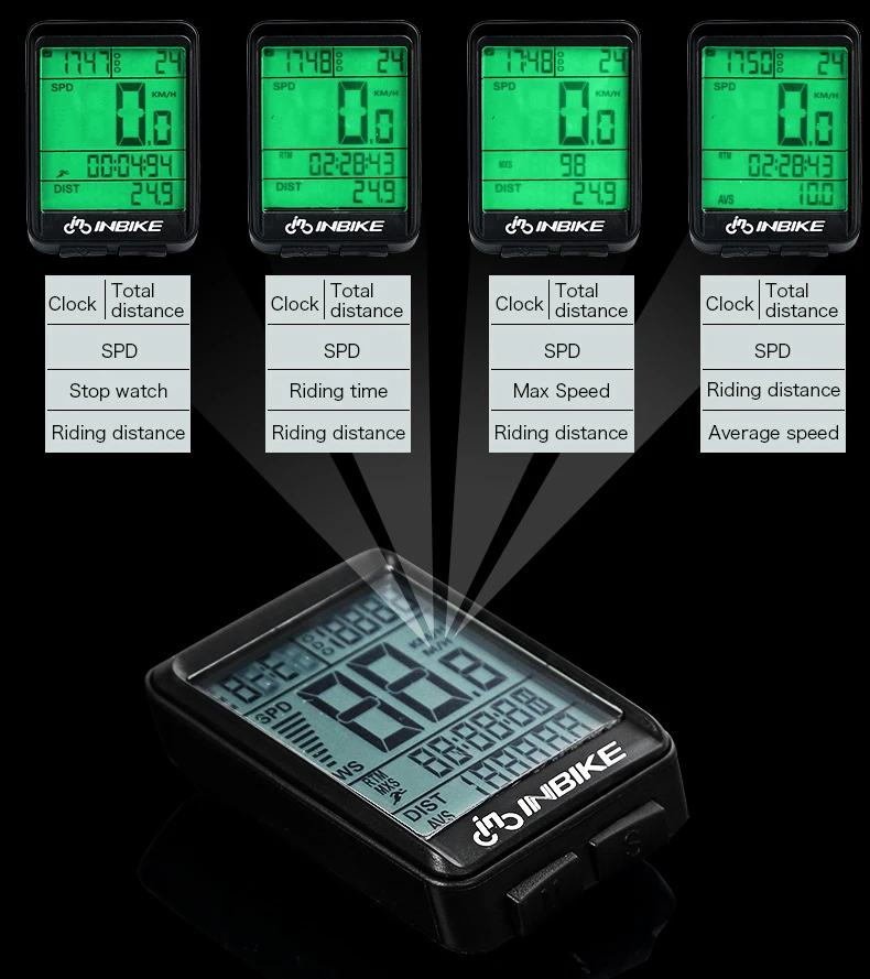 Беспроводной Велосипедный компьютер водонепроницаемый ЖК-одометр велосипедный Спидометр зеленая подсветка велосипедный секундомер аксессуары для велоспорта