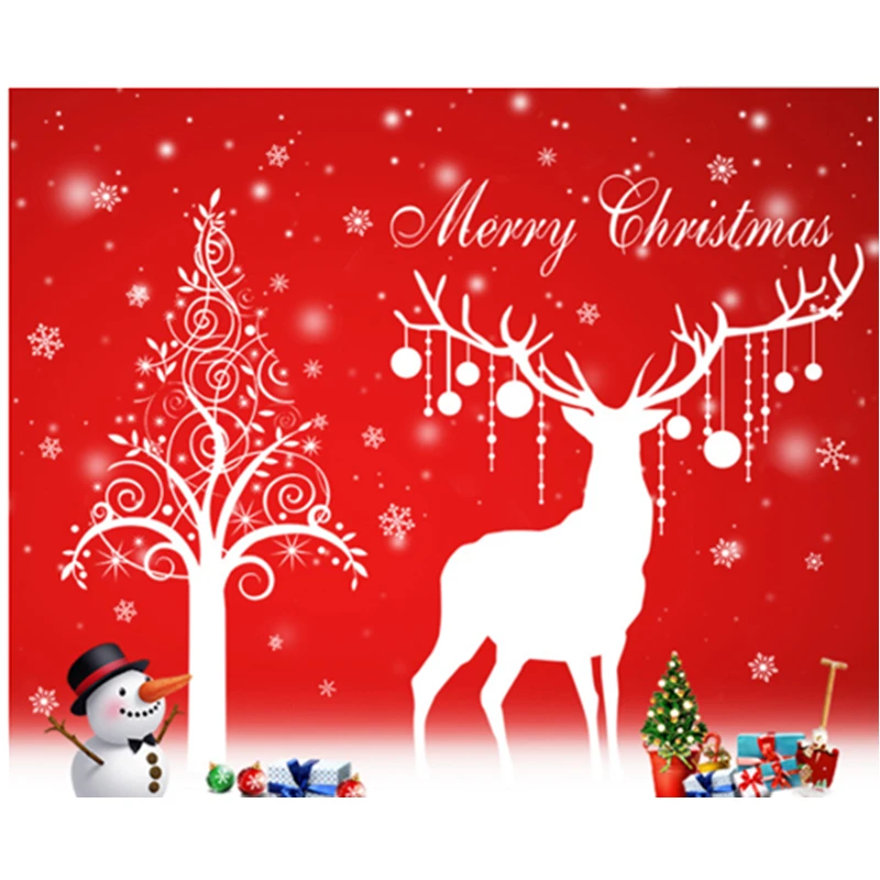 

210*125Christmas tree moose snowflake Merry Christmas Decorations for Home New Year Living Room Glass Window Decorative Stickers