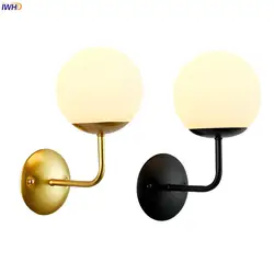 IWHD скандинавский стеклянный шар светодиодный настенный светильник для спальни ванной зеркало лестница современная настенная лампа бра