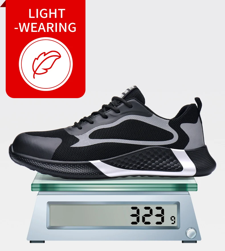 Fashion Men's Work Sneakers Mesh Breathable Safety Shoes Men Steel Toe Work Shoes Industrial Anti-smashing Safety Work Boots Man