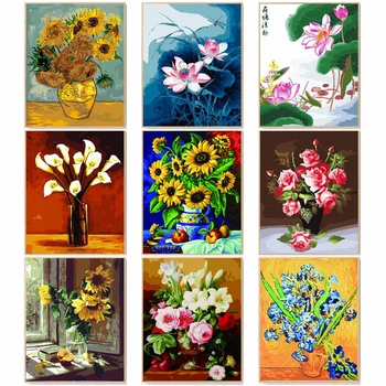 

Frameless Diy Painting By Numbers Hand Painted Frameless Van Gogh Sunflowers Abstract Painting Mural Decorative Painting 40x50cm