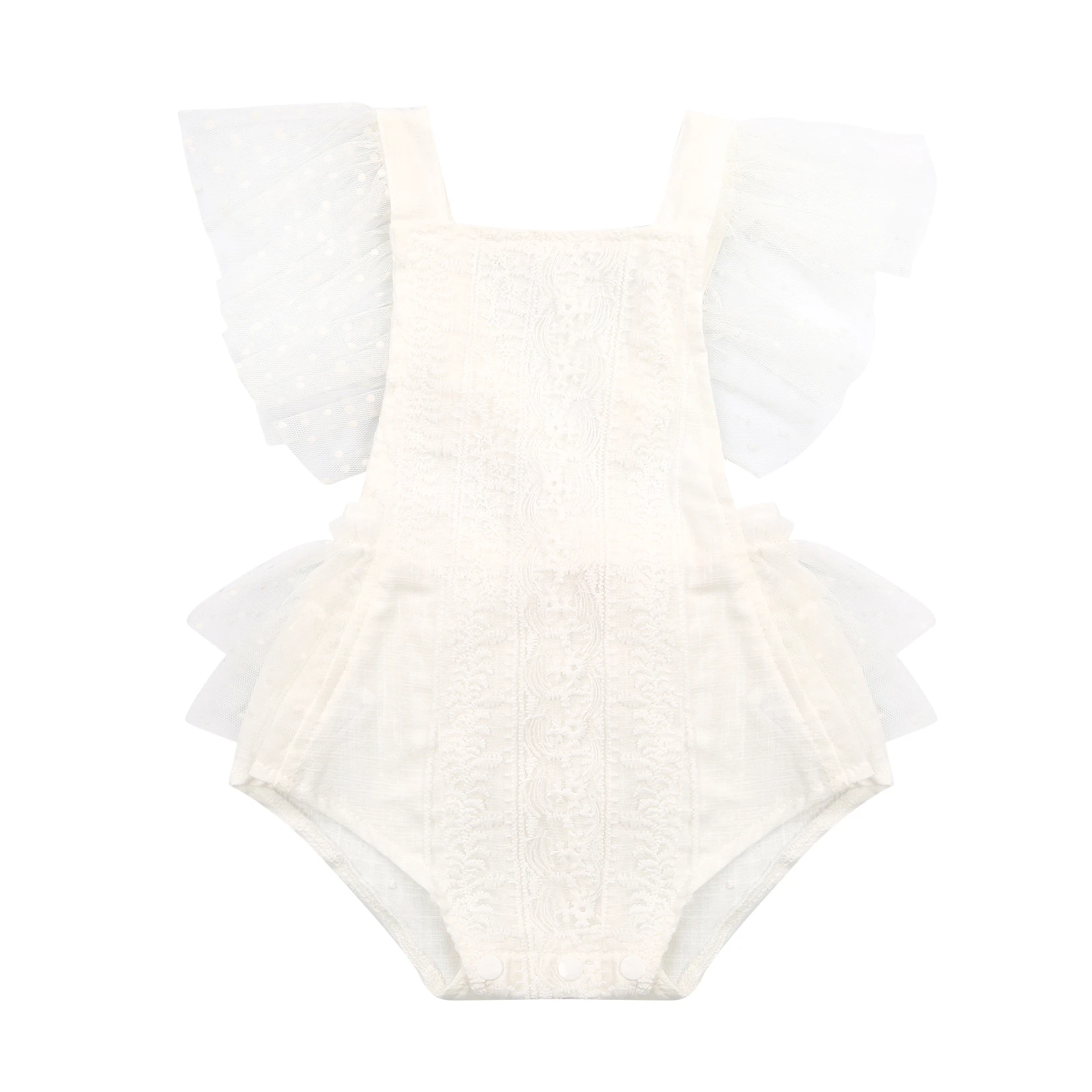 Body en dentelle pour nouveau né fille, à volants, uni, blanc, doux,  combinaisons de princesse, jolies tenues d'été | AliExpress