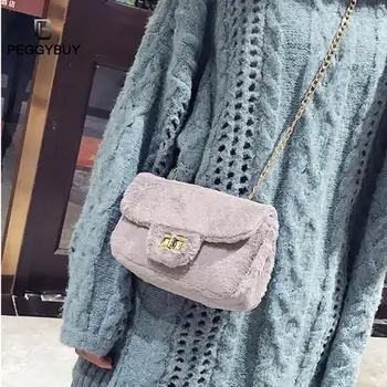 

Fashion Plush Leopard Women Crossbody Bag Chain Small Purse Shoulder Bags Lady Crossbody Faux Fur Bag Messenger Dropshipping
