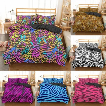 

Homesky Luxury Leopard Print Bedding Sets Duvet Cover Twin Full Queen King Size Bed Cover Soft Comforter Linens Bedclothes