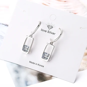 

Elegant 925 Silver Geometric Rectangle Shaped Water Drop Earrings With AAA Zircon For Brides Bridesmaid Wedding S-E881