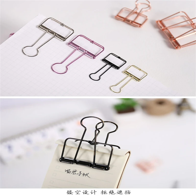 Colorful Metal Binder Clips Paper Clip 4*3.5cm 10pcs Book Stationery School Office Learning Supplies