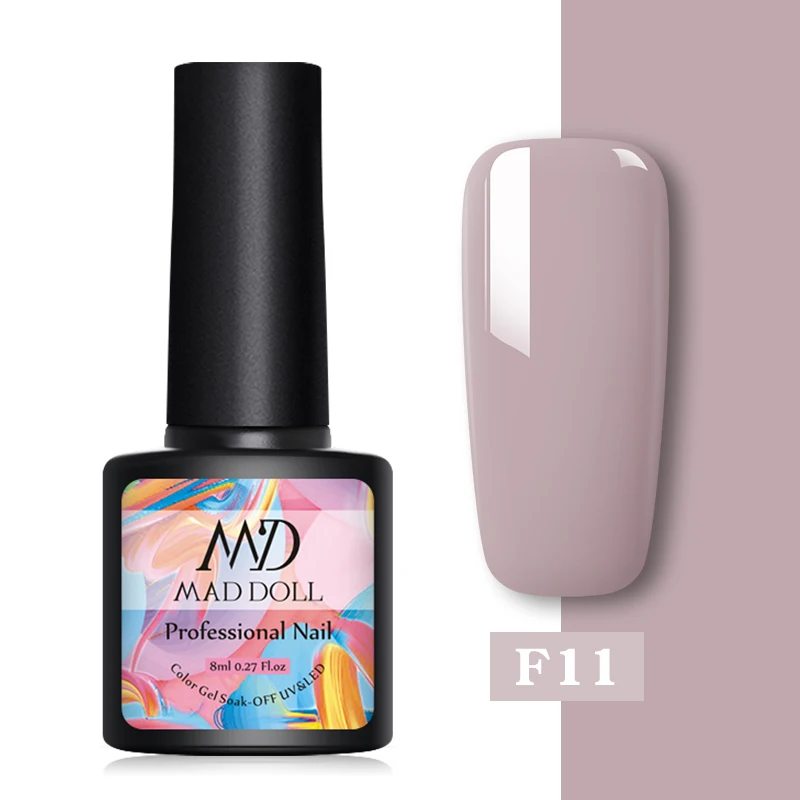 F11 MAD DOLL 8 мл Гель-лак для ногтей Набор для маникюра гибридные ногти цветной полигель Vernis Полупостоянный УФ-гель для ногтей гель Varnis - Цвет: F11