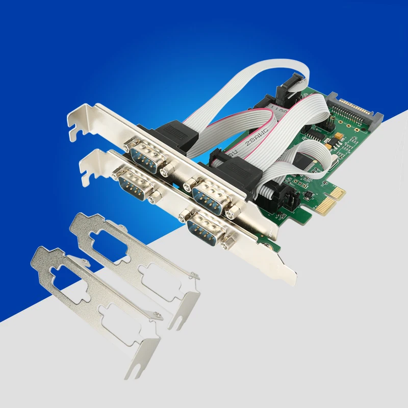 PCI-Express мульти-плата последовательного доступа PCI-E 4 Порты и разъёмы RS232 плата последовательного доступа контроллера PCIe с ttl Уровень 1-ПИН-кода 9-контактный разъем Питание для банковских чеков