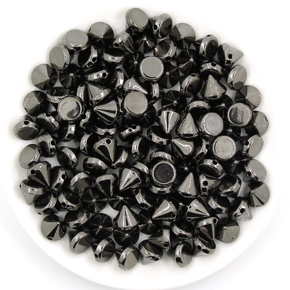 Cone Studs Plastic CCB Spikes And Studs 100pcs Gold Slive Black Sew On Rivets For Garment Decoration 6/8/10/12MM metal rivets metal studs metal brads