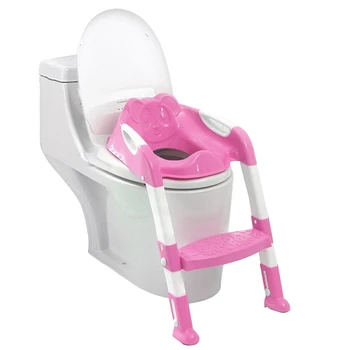

Baby Potty Training Seat Children'S Potty Baby Toilet Seat with Adjustable Ladder Infant Toilet Training Folding Seat Pink