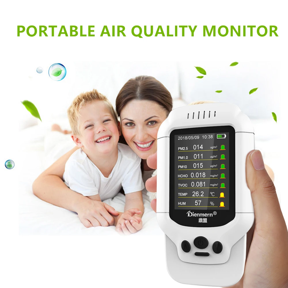 Детектор качества воздуха английская операционная система HCHO TVOC PM2.5 PM1.0 PM10 детектор газоанализатор детектор температуры гигрометр