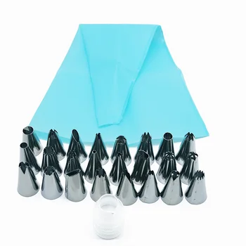 

26pcs/set Cake Decorating Tools Silicone Pastry Bags Stainless Steel Nozzels kit Home Kitchen DIY Cup Cake Decorating Tip Sets