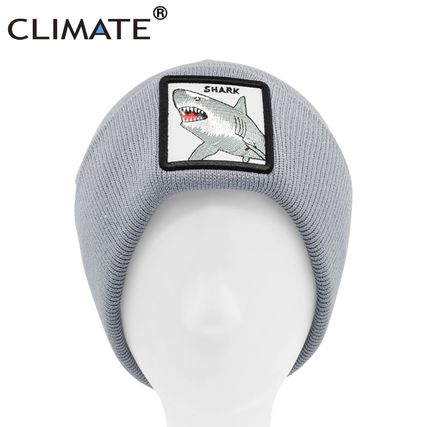 Классная зимняя шапка с животными CLIMATE теплая зимние шапки серой акулой мужская