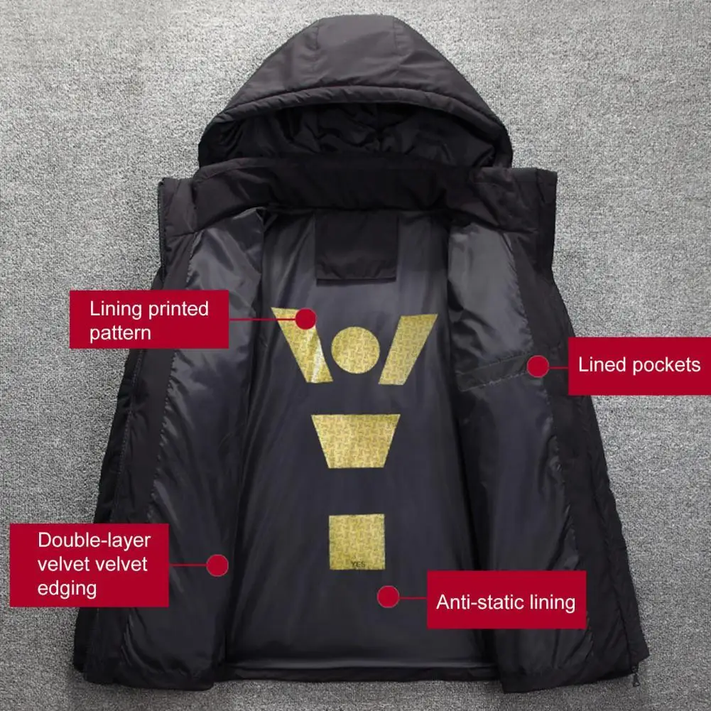 Men Down Coat Hooded Printed Inseam Highly Warm Leisure Winter Jacket Down Coat for Skiing