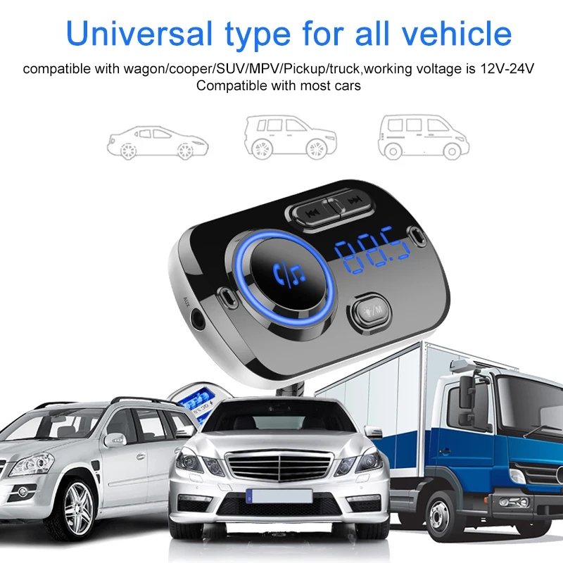 Автомобильное зарядное устройство Quick Charge 3,0 для телефона, fm-передатчик, Bluetooth 5,0, автомобильный комплект, автомобильное зарядное устройство для телефона для Xiaomi, samsung, iPhone, зарядка