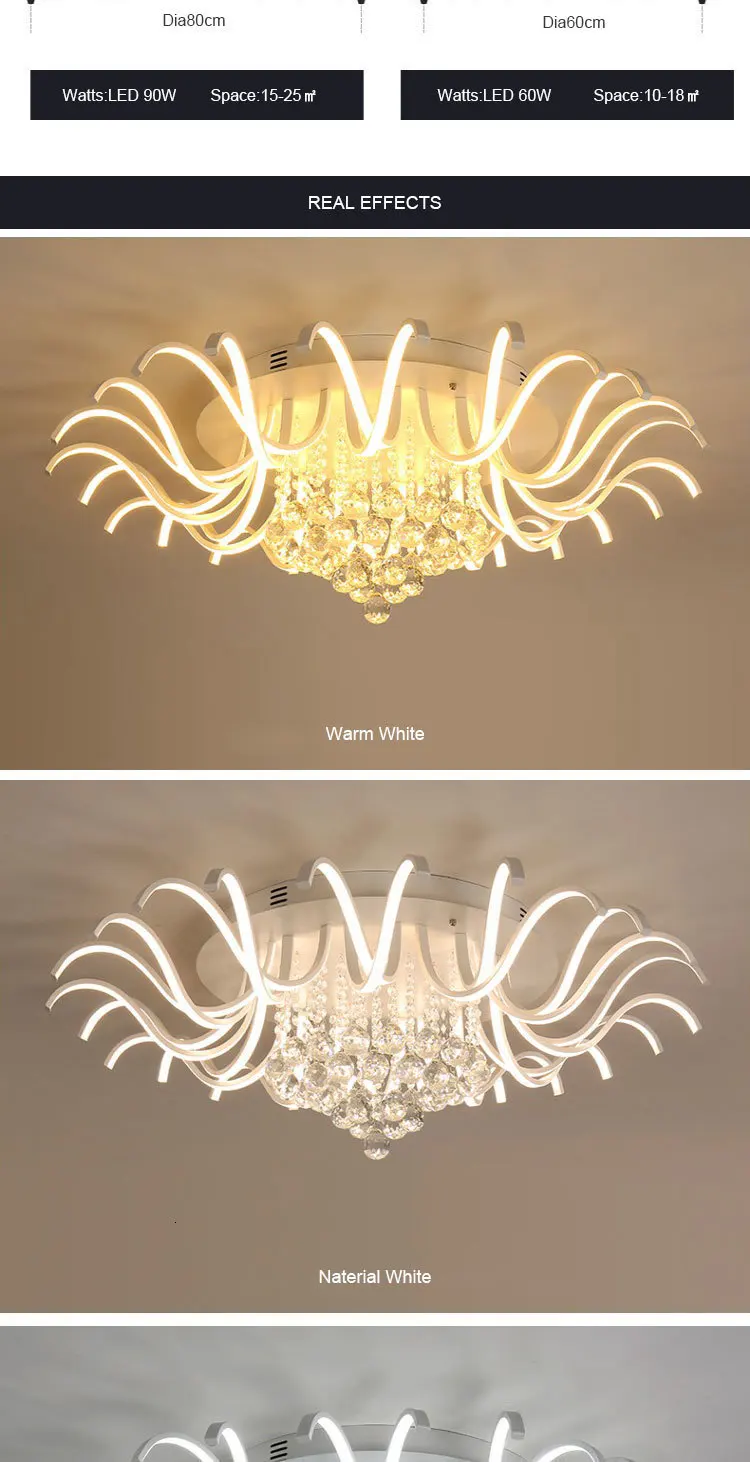 Современные светодиодные потолочные лампы для домашнего декора, спальни, гостиной, столовой, AC90-265V, потолочный светильник