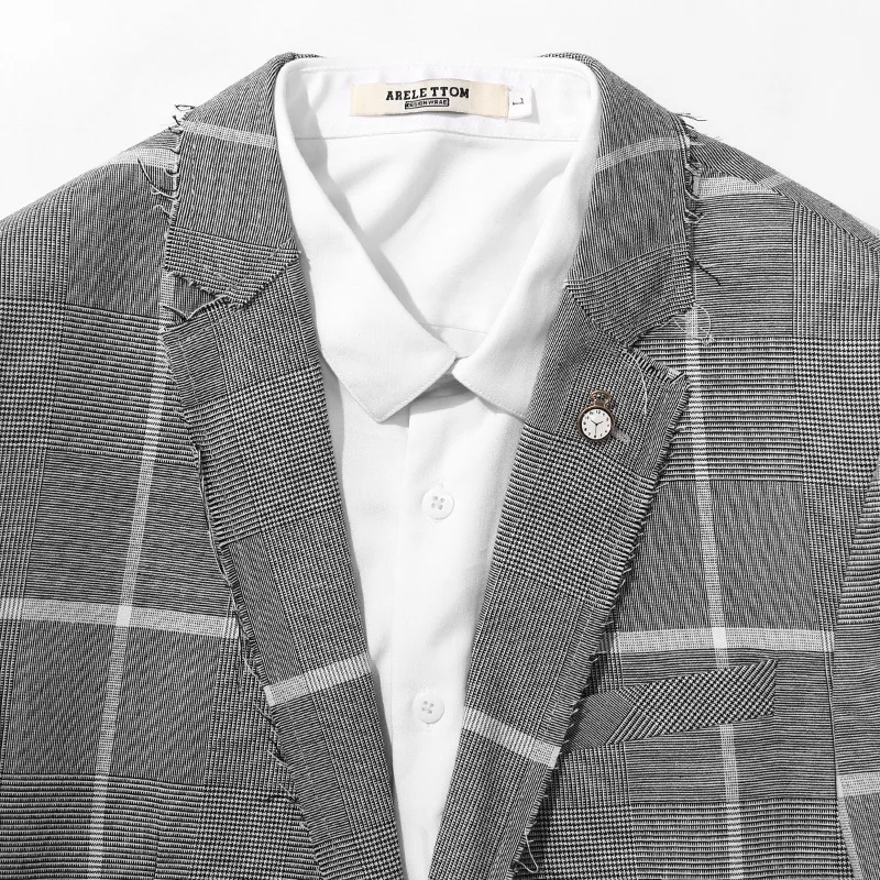 ZOGAA 2019 Spring Autumn Youth New Version Flat Collar Male Plaid Suits Men's Self-cultivation Leisure Single Piece Blazer