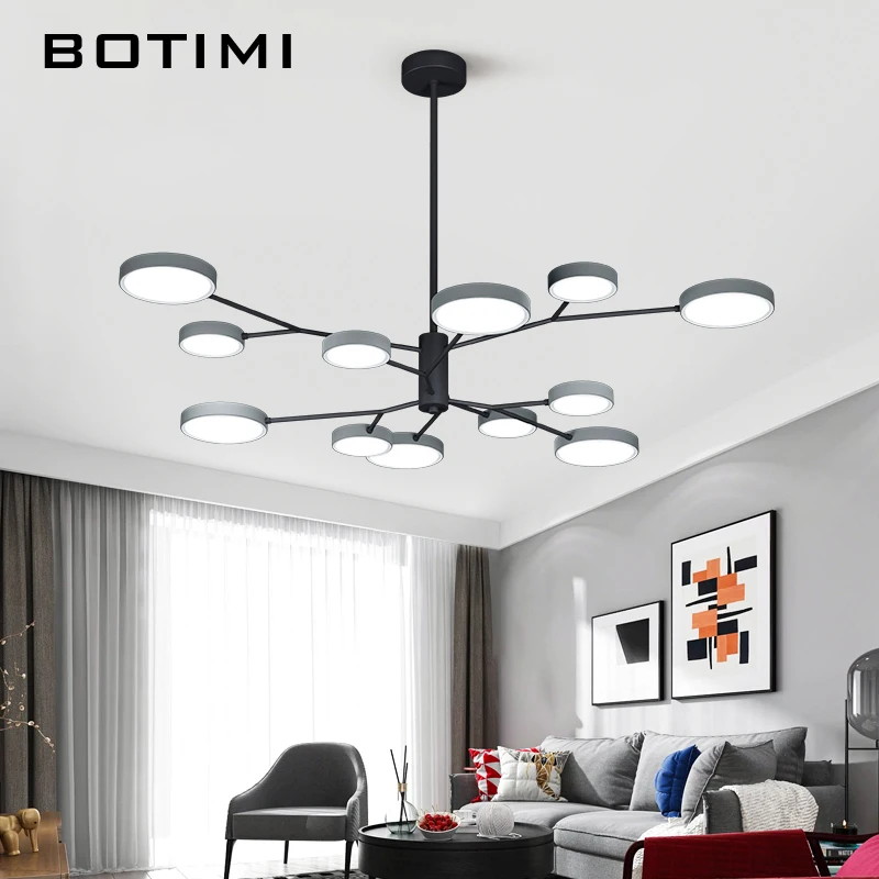 BOTIMI современная люстра в форме дерева, 220 В, для фойе, черная лампа для столовой, металлические люстры для спальни, креативный дизайн, Подвесная лампа