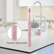 Уход за полостью рта водонепроницаемый унисекс инструмент для отбеливания зубов очиститель зубов высокая частота вибрации розовый 2 в 1 электрическая зубная щетка