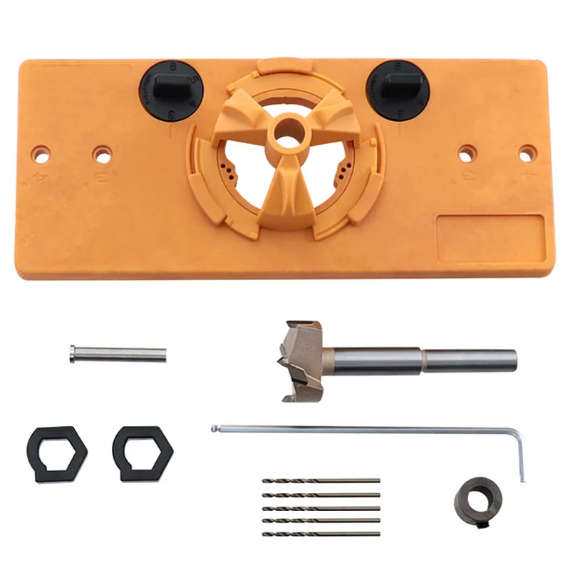 

35mm Forstner Hinge Hole Saw Jig Drilling Guide Locator Hole Opener Door Cabinets DIY Woodworking Tool