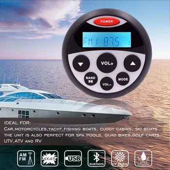 

DC 12V Marine Radio M FM MP3 Player USB ABluetooth Audio Source Enabled Marine AUX IP66 Waterproof Motorcycle Yacht Boat 18FM