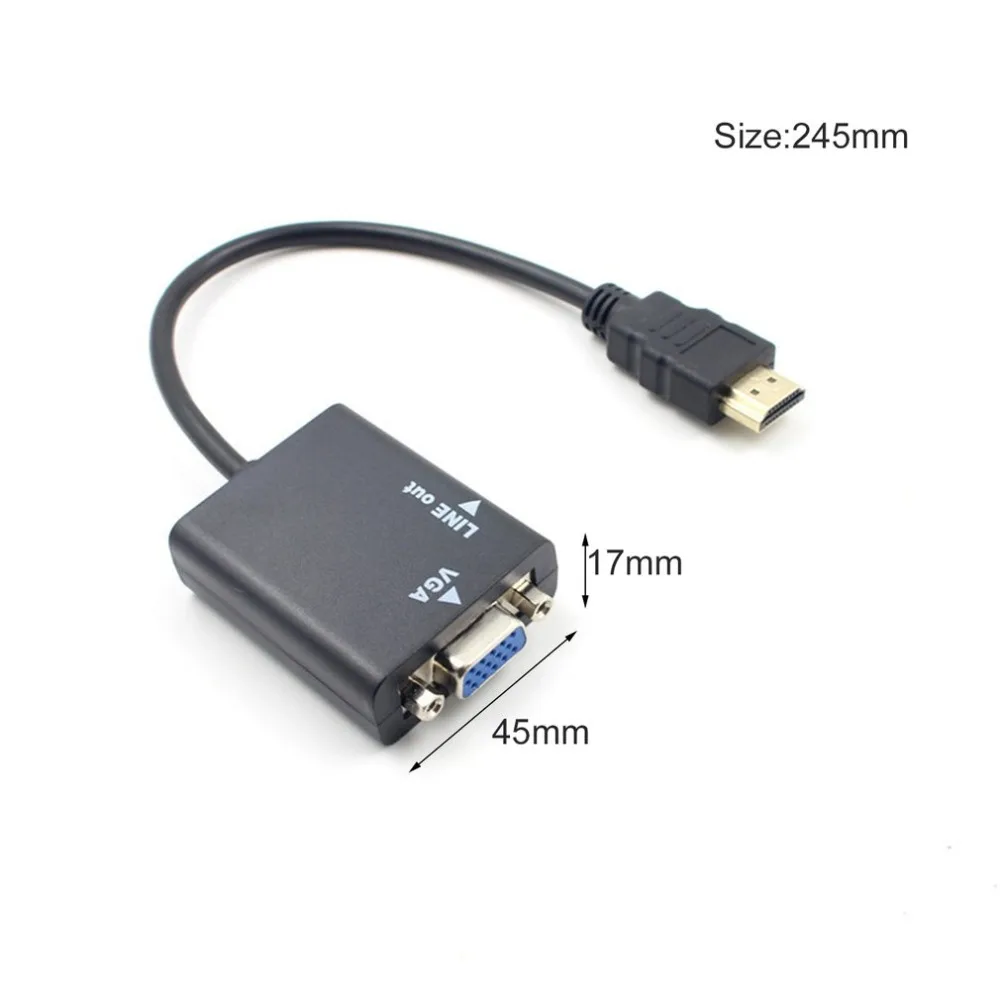 HDMI к VGA с аудио адаптер hdmi-vga кабель с аудио HD преобразования HDMI адаптер Поддержка HDCP 1,0/1,1/1,2