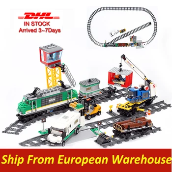 

DHL King 82088 lepins 02118 1226pcs City Series Cargo Train building blocks model 60198 rc train toys bricks for Children