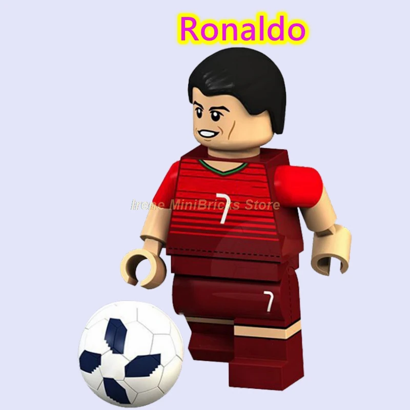 Football Player Cristiano Ronaldo Neymar Beckham Kobe Bryant Messi Pogba Modric Labron James Toys For Children Building Blocks - Цвет: Ronaldo