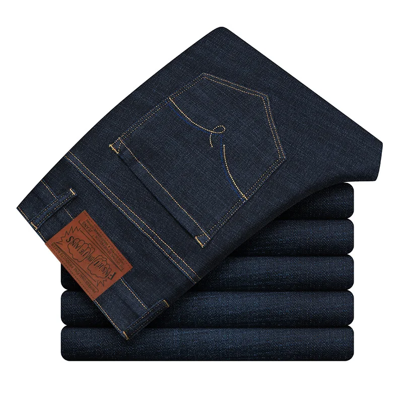 Blue black Xuansheng Модальные Мужские джинсы хлопок материал стрейч комфорт прямые брендовые классические длинные штаны уличная одежда синие черные джинсы - Цвет: Blue black