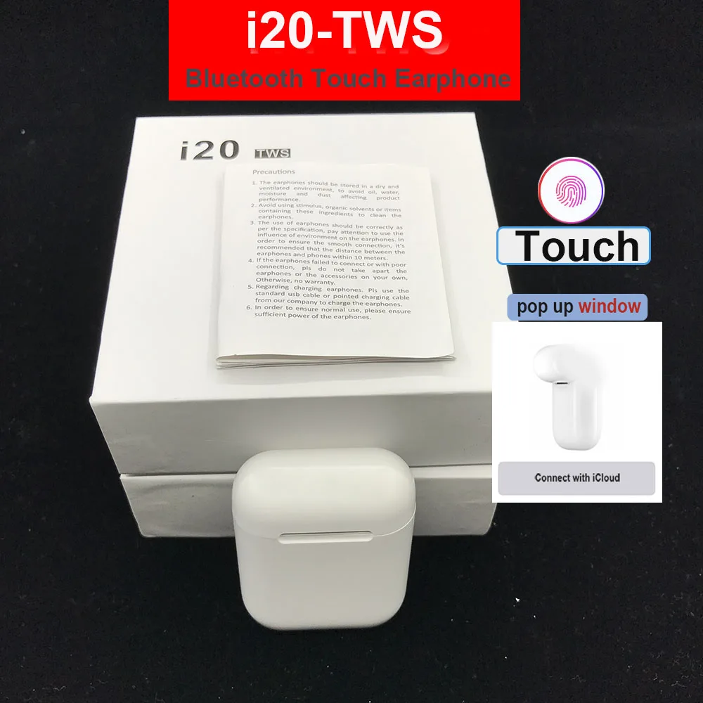 

i20 TWS Touch Control Wireless Headphones Bluetooth 5.0 Earphones Mini Headset PK i10 i12 I7 For Phone With Mic earbuds